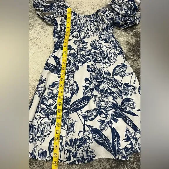 Abercrombie & Fitch The Emerson Poplin Puff Sleeve  Dress Blue White XS - Picture 4 of 8